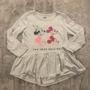 4T Old Navy Collectables X Disney Gray Long Sleeve Mickey Mouse Shirt, Peplum